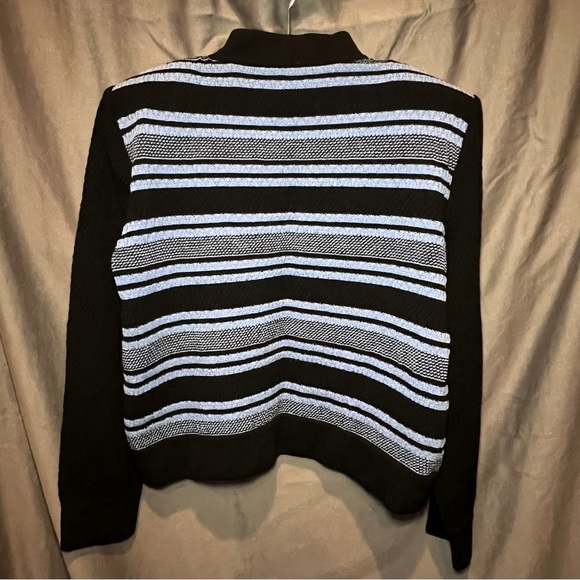 St. John Collection Black and blue striped pullover Size Large - Picture 2 of 7